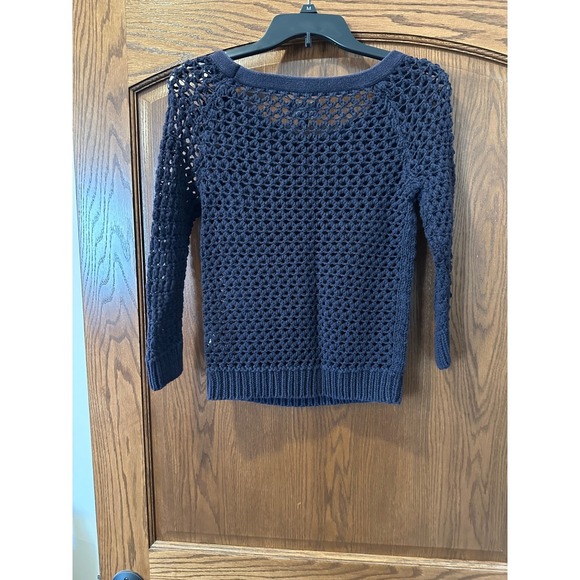 American Eagle Outfitters Sweater S Crochet Knit Blue Long Sleeve - Picture 3 of 4